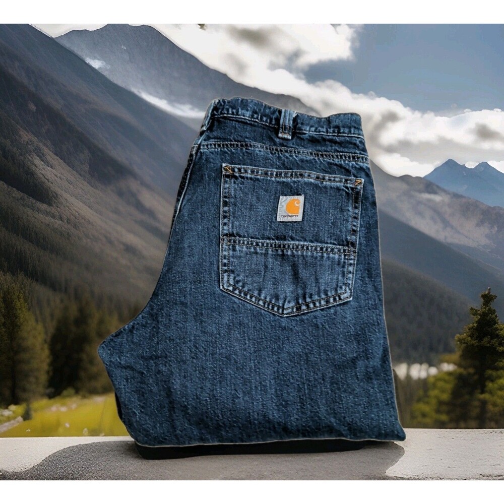 CARHARTT FLANNEL LINED RELAXED FIT DENIM JEANS MENS SZ 34X34(32X32 ACTUAL) EUC